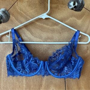 Blue lace Playful Promises bra, NWT, 34D